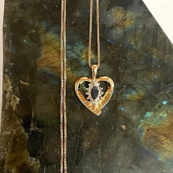 Ross-Simons Gold Vermeil Sterling Silver 925 Sapphire Heart Pendant Necklace 18" - Picture 11 of 16